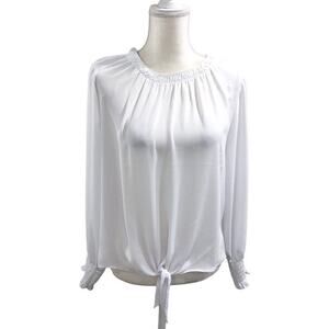 Counterparts White Sheer Front Tie Blouse